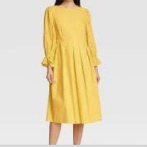 Who What Wear Bell Long Sleeve Midi Dress Super Lemon Size XS New With Tags 12